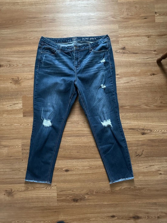 crown & ivy Denim - crown & ivy Dark Blue Distressed Girlfriend Ankle Jeans  EUC 18WR